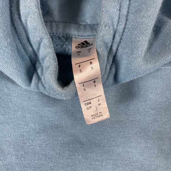 Adidas Hoodie Womens Small Blue Striped Pullover Sweatshirt Embroidered Comfort - Picture 2 of 13